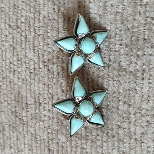 Silver Tone Faux Turquoise Clips